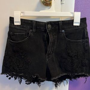 Black lace American Eagle denim shorts size 4